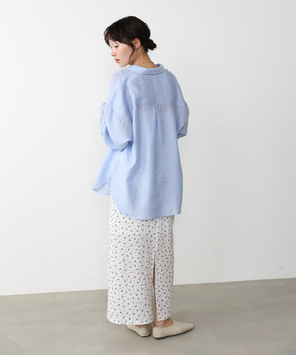 コード刺繡ワイドカフスオーバーシャツ