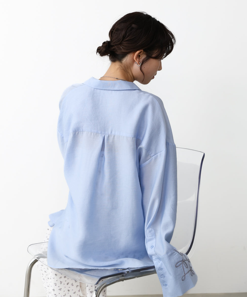 コード刺繡ワイドカフスオーバーシャツ