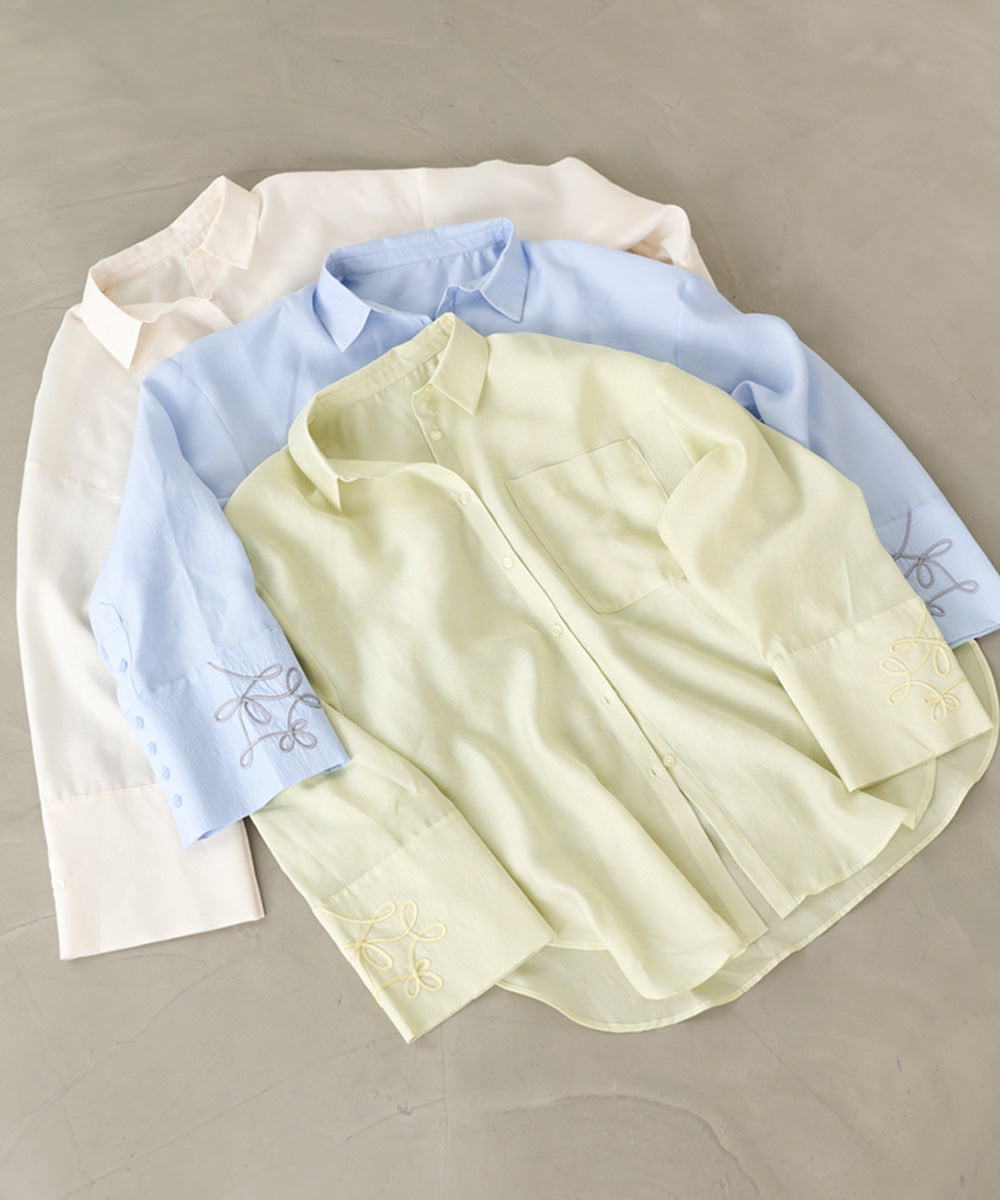 コード刺繡ワイドカフスオーバーシャツ