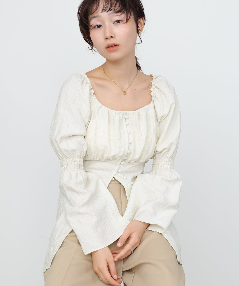 チェック前開きビスチェ風チュニック