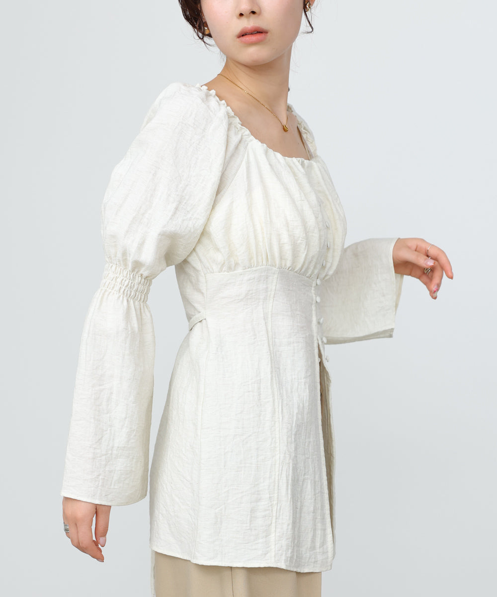 チェック前開きビスチェ風チュニック