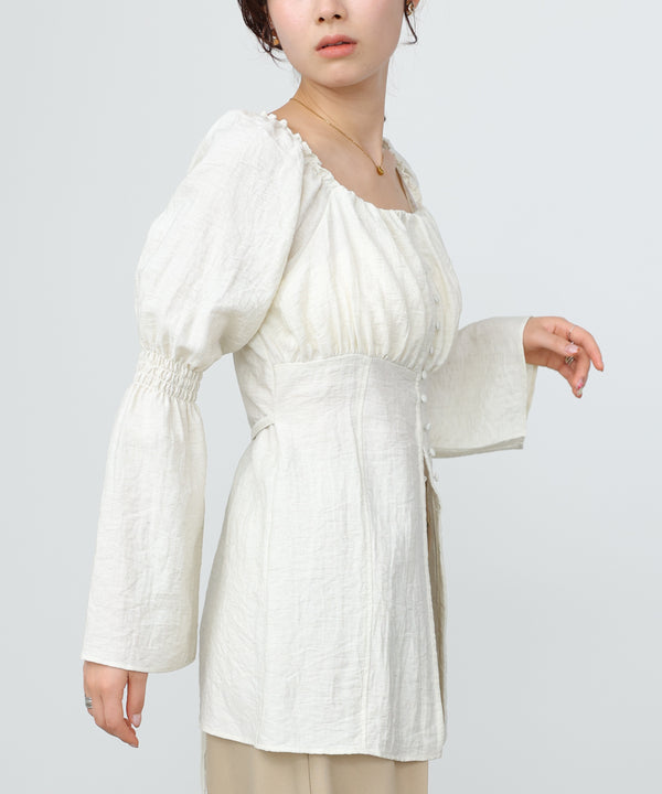 チェック前開きビスチェ風チュニック