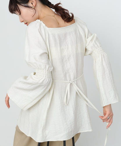 チェック前開きビスチェ風チュニック