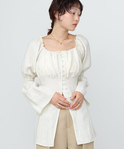 チェック前開きビスチェ風チュニック