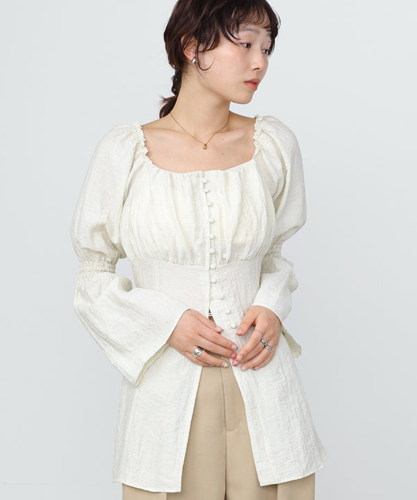 チェック前開きビスチェ風チュニック