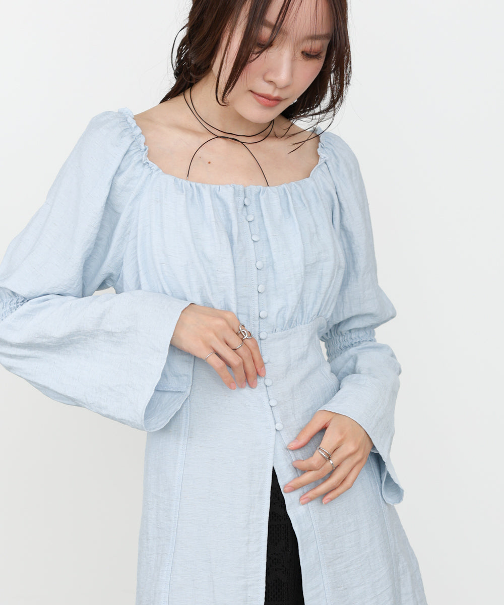 チェック前開きビスチェ風チュニック