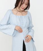 チェック前開きビスチェ風チュニック