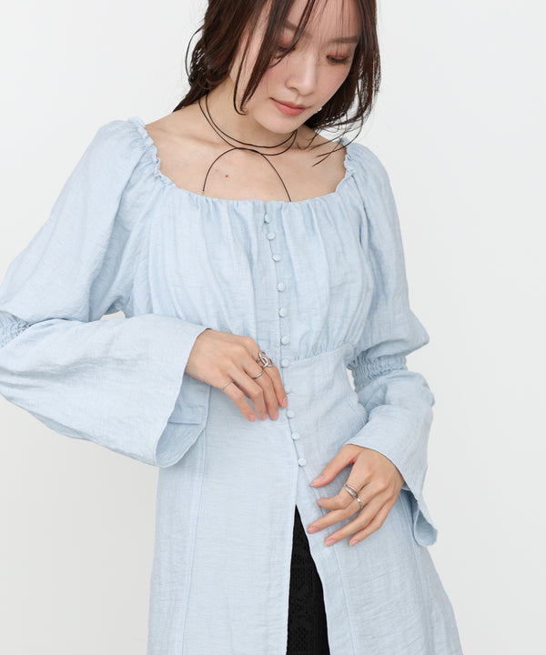 チェック前開きビスチェ風チュニック