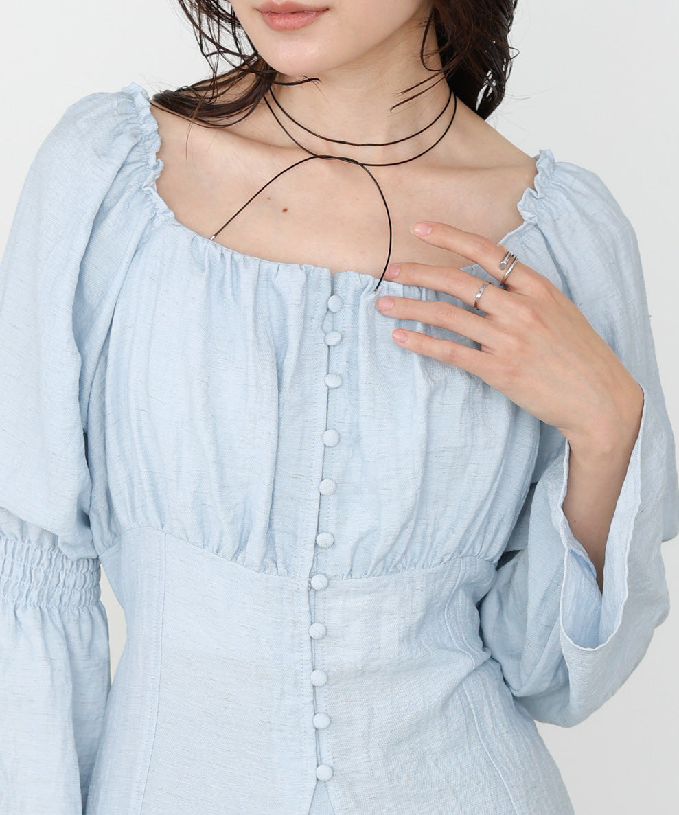 チェック前開きビスチェ風チュニック