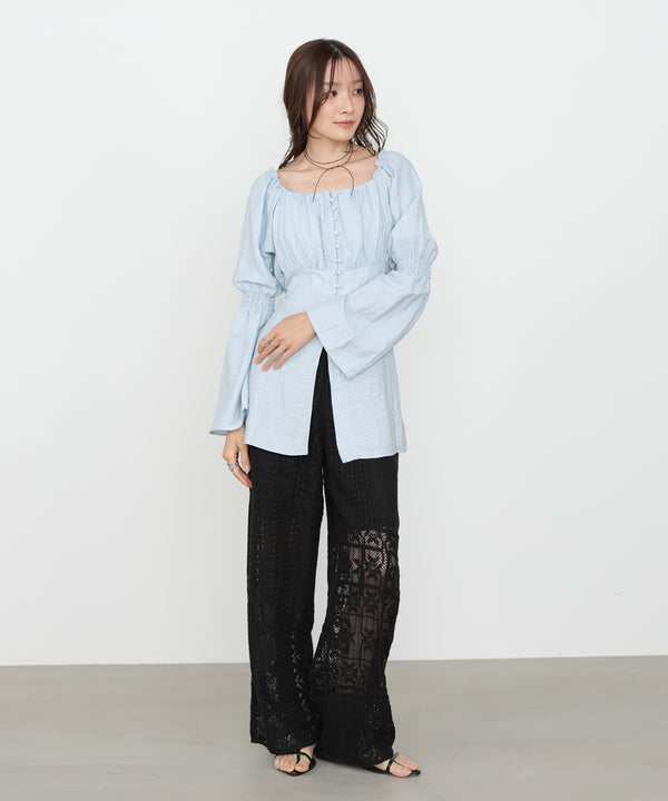 チェック前開きビスチェ風チュニック