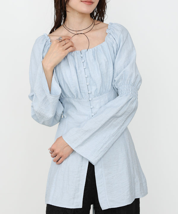 チェック前開きビスチェ風チュニック