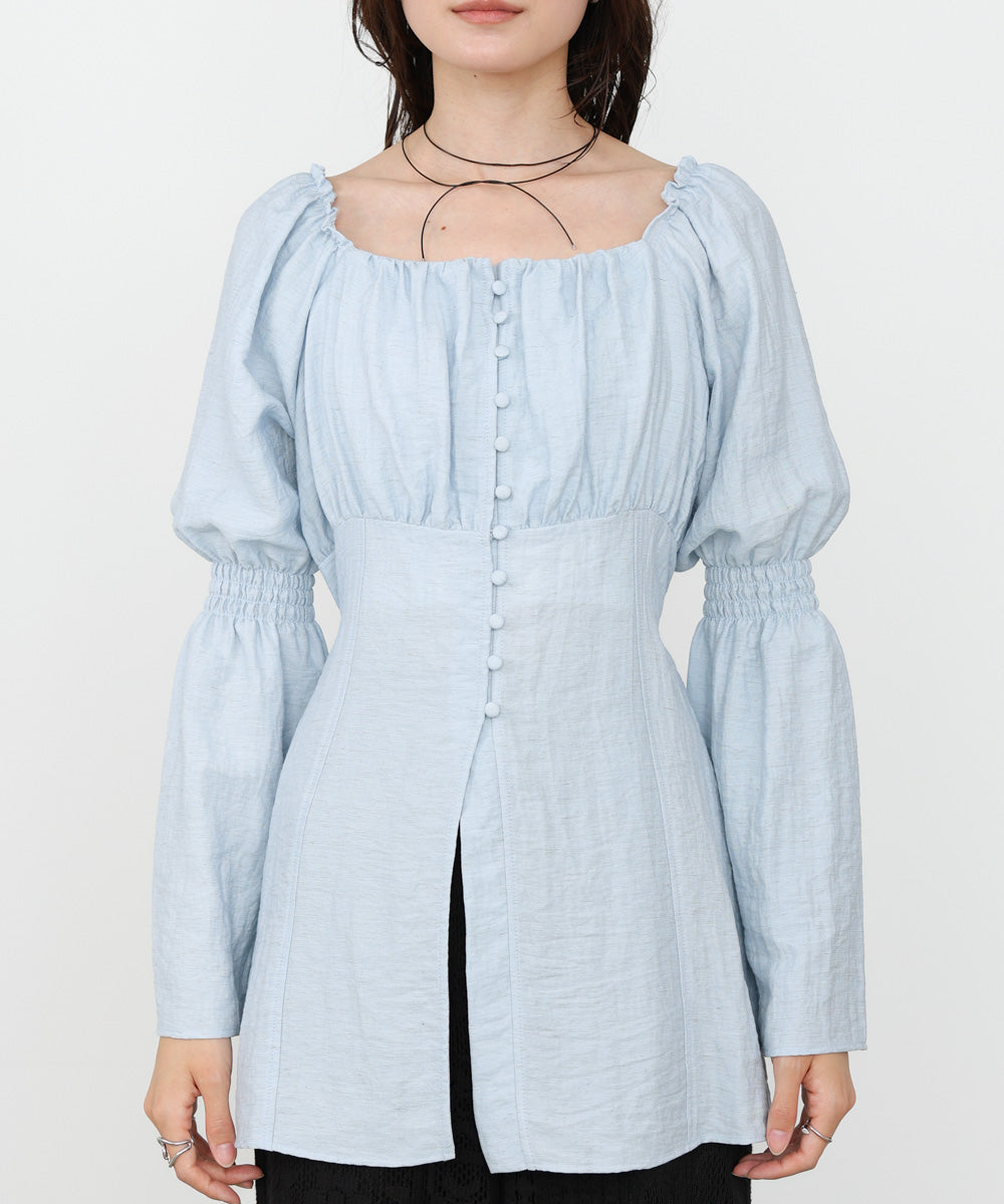 チェック前開きビスチェ風チュニック