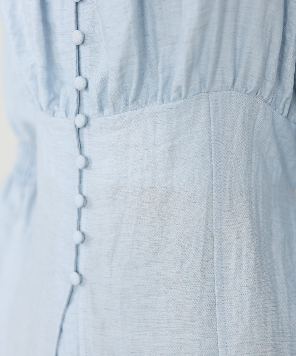 チェック前開きビスチェ風チュニック