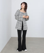 チェック前開きビスチェ風チュニック