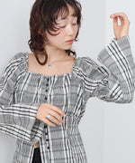 チェック前開きビスチェ風チュニック