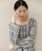 チェック前開きビスチェ風チュニック