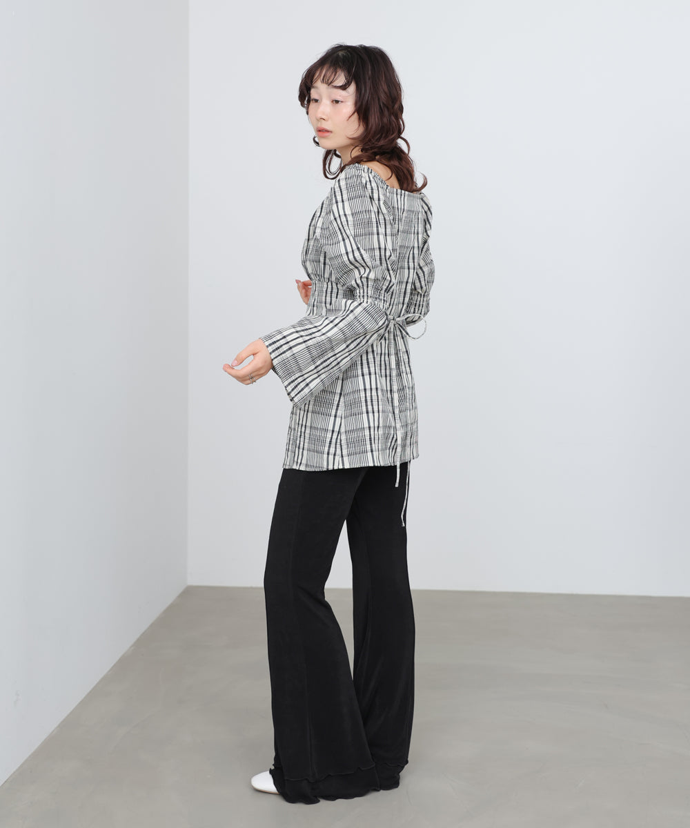 チェック前開きビスチェ風チュニック