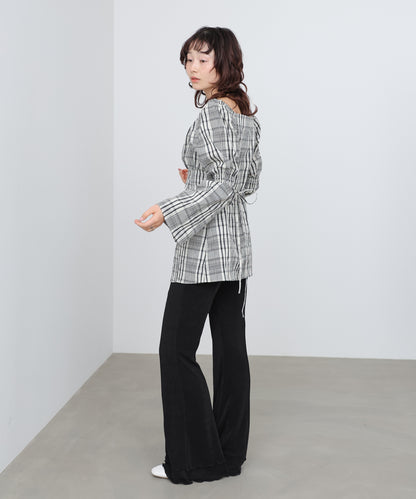 チェック前開きビスチェ風チュニック