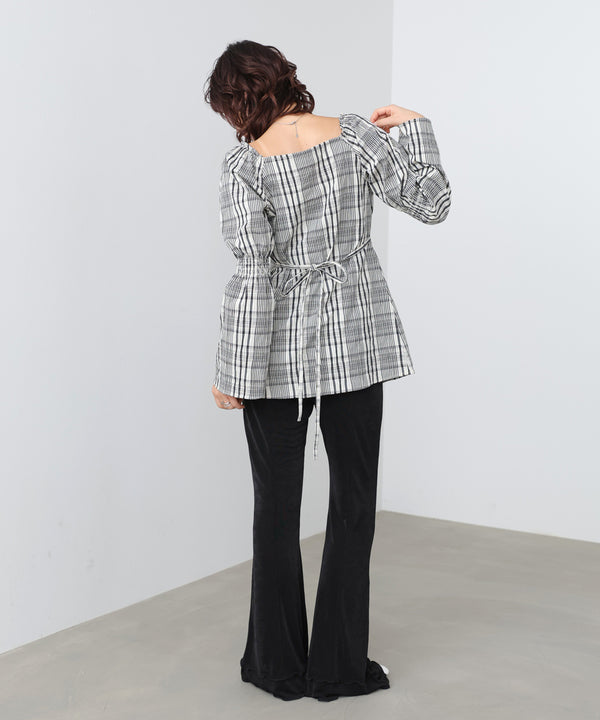 チェック前開きビスチェ風チュニック