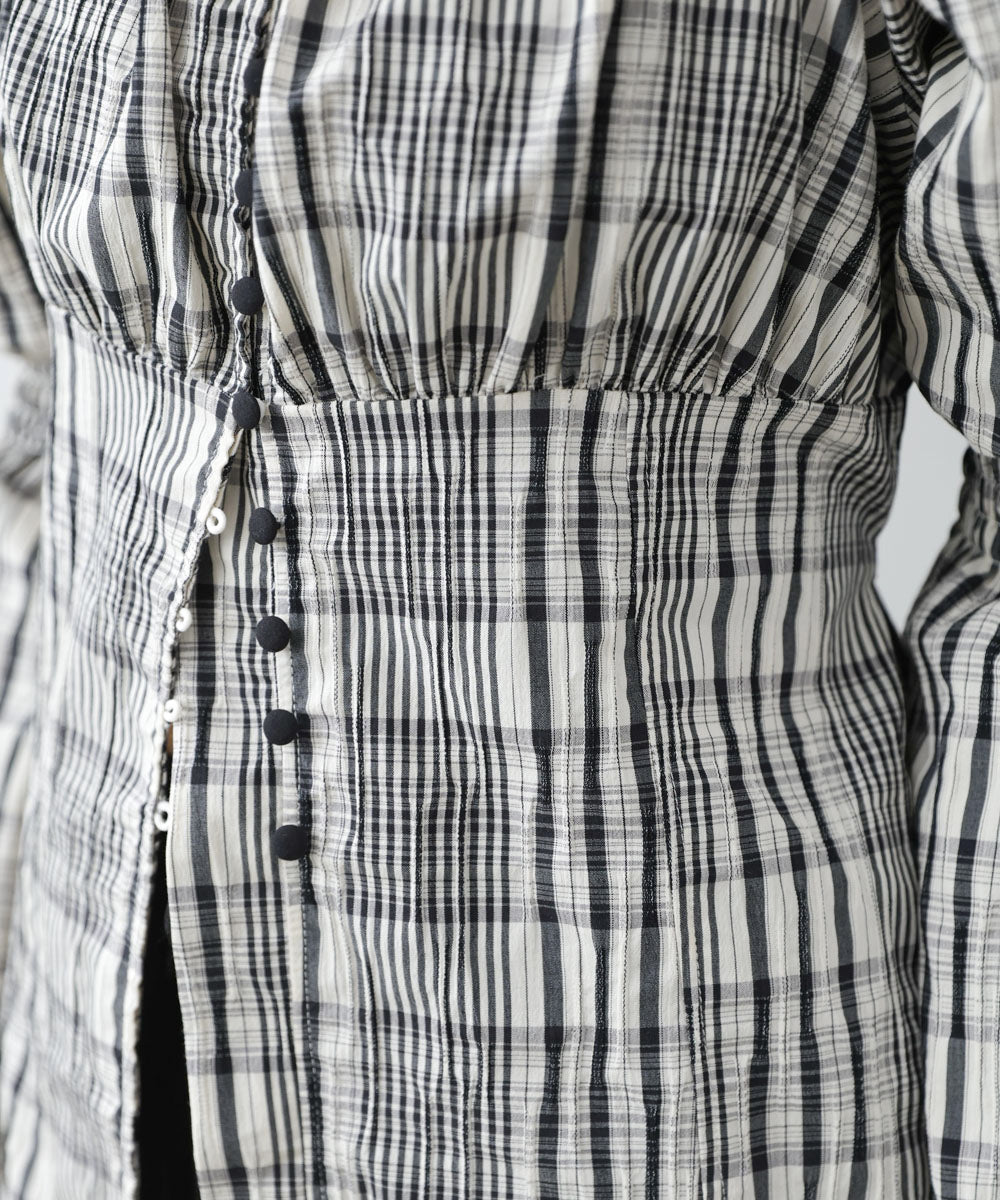 チェック前開きビスチェ風チュニック