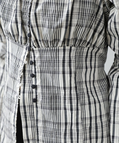 チェック前開きビスチェ風チュニック