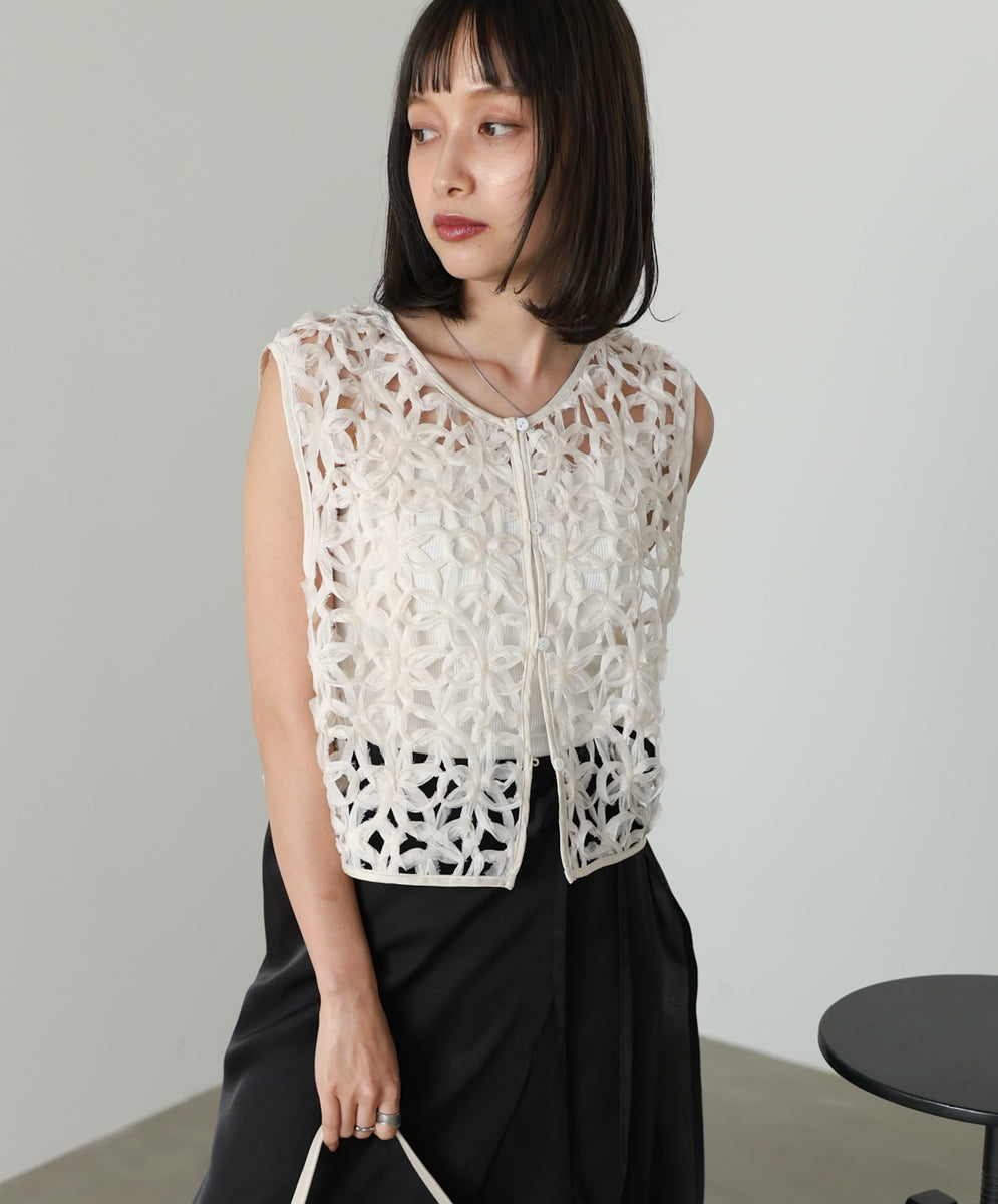 前後２ＷＡＹフラワーレースベスト