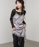 レースアシンメトリーサテンキャミソール