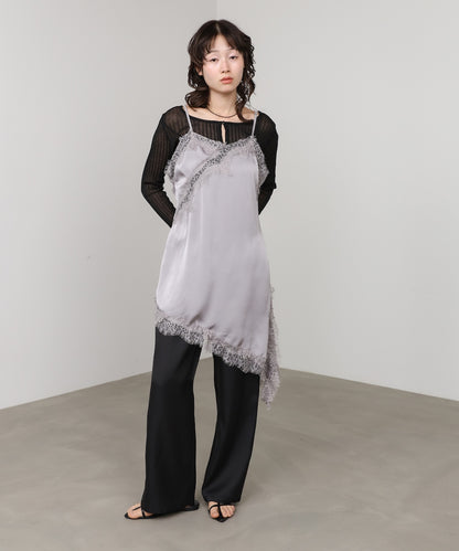 レースアシンメトリーサテンキャミソール
