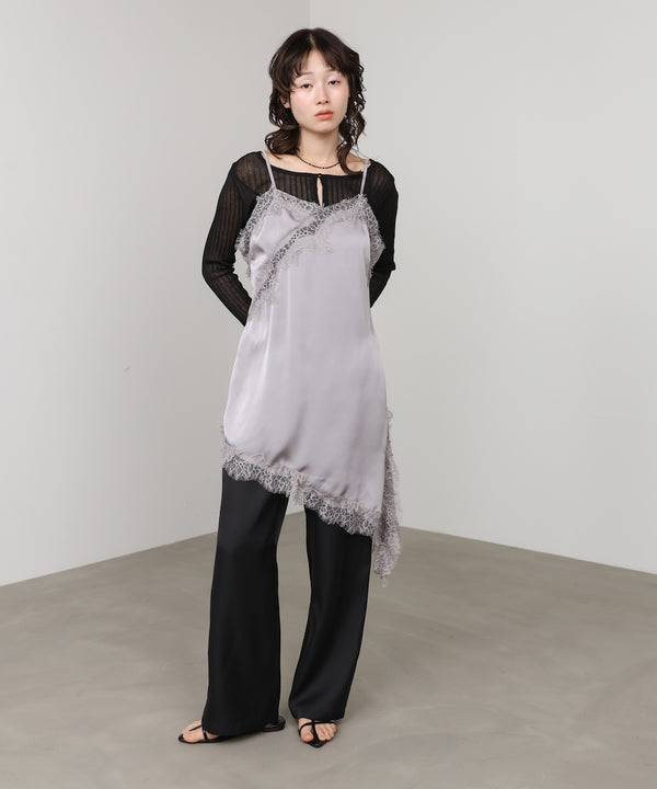 レースアシンメトリーサテンキャミソール