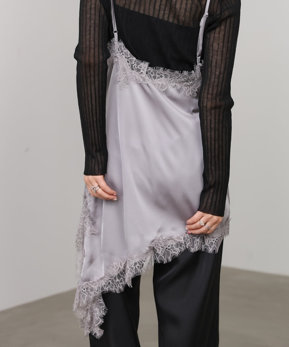 レースアシンメトリーサテンキャミソール