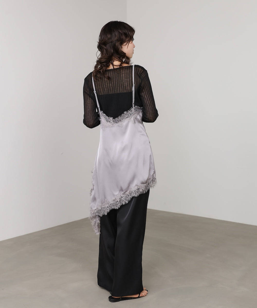 レースアシンメトリーサテンキャミソール
