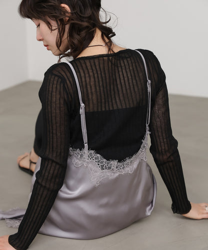 レースアシンメトリーサテンキャミソール