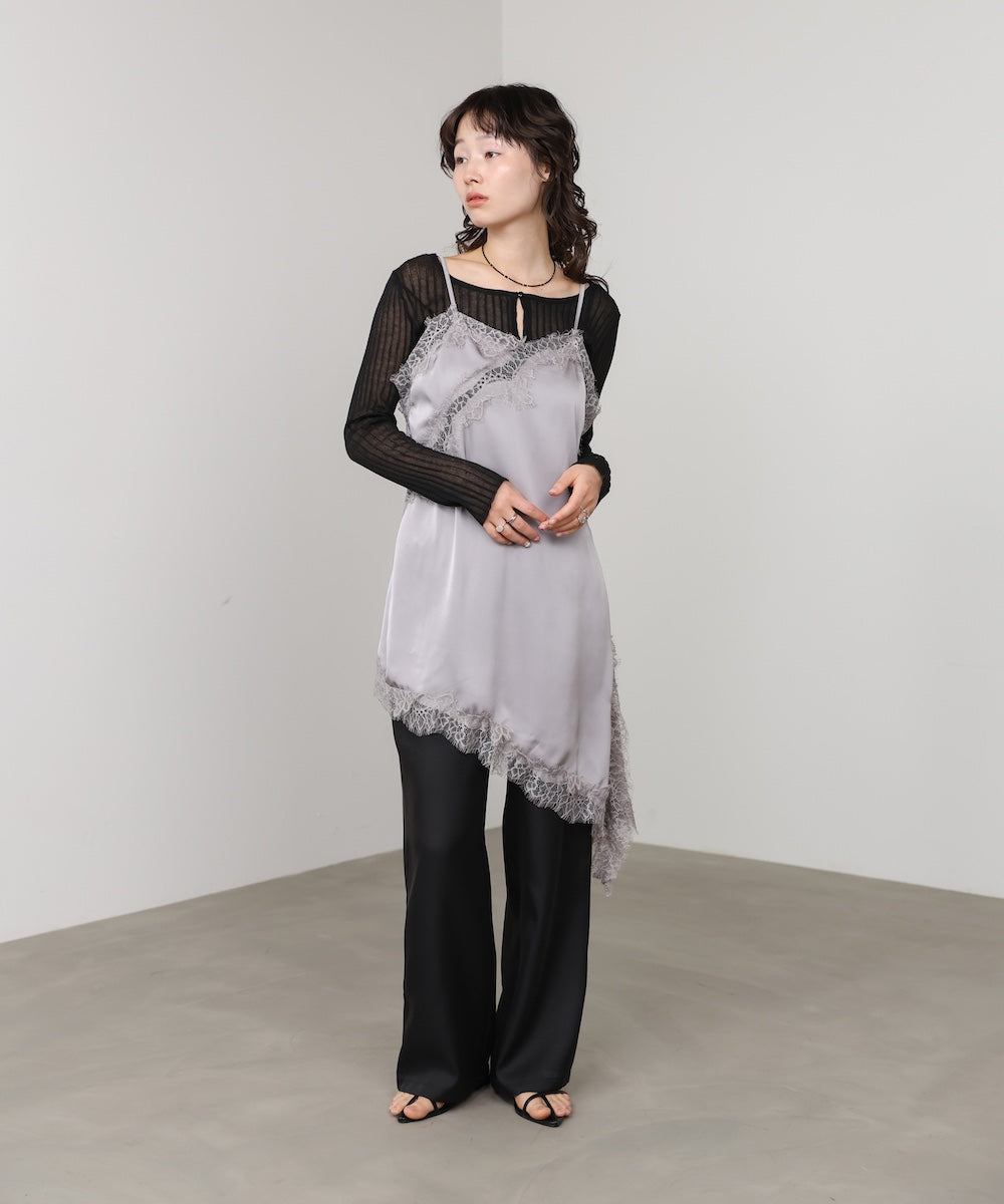 レースアシンメトリーサテンキャミソール