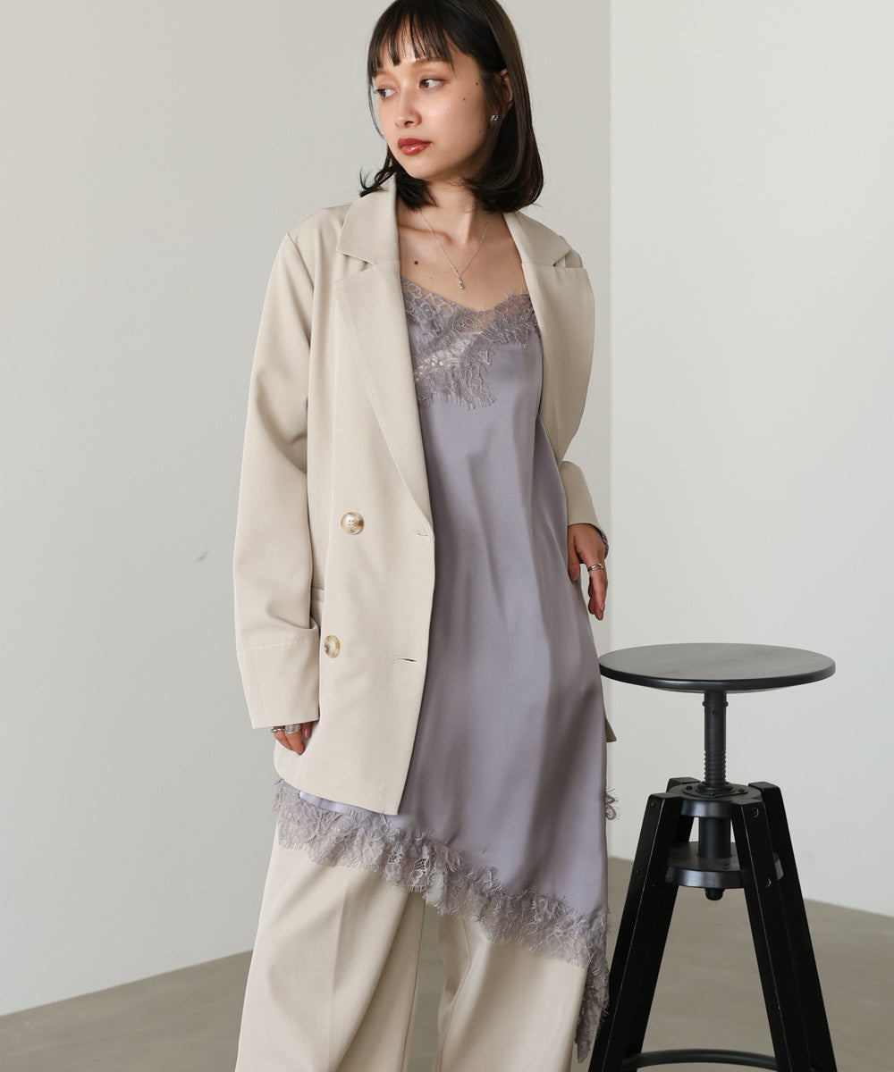 レースアシンメトリーサテンキャミソール