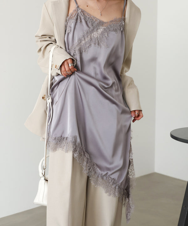 レースアシンメトリーサテンキャミソール