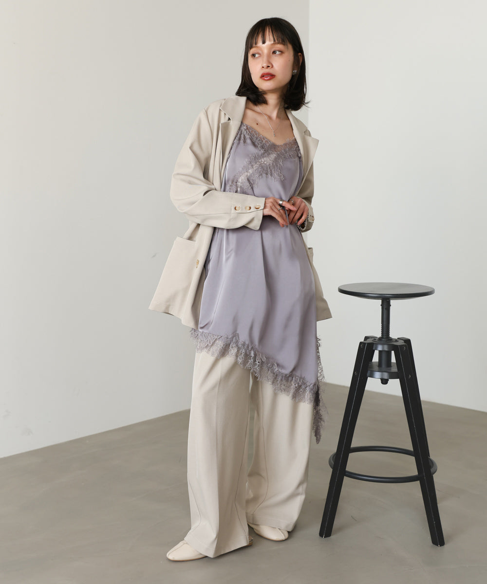 レースアシンメトリーサテンキャミソール