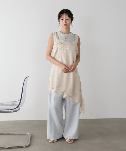 レースアシンメトリーサテンキャミソール