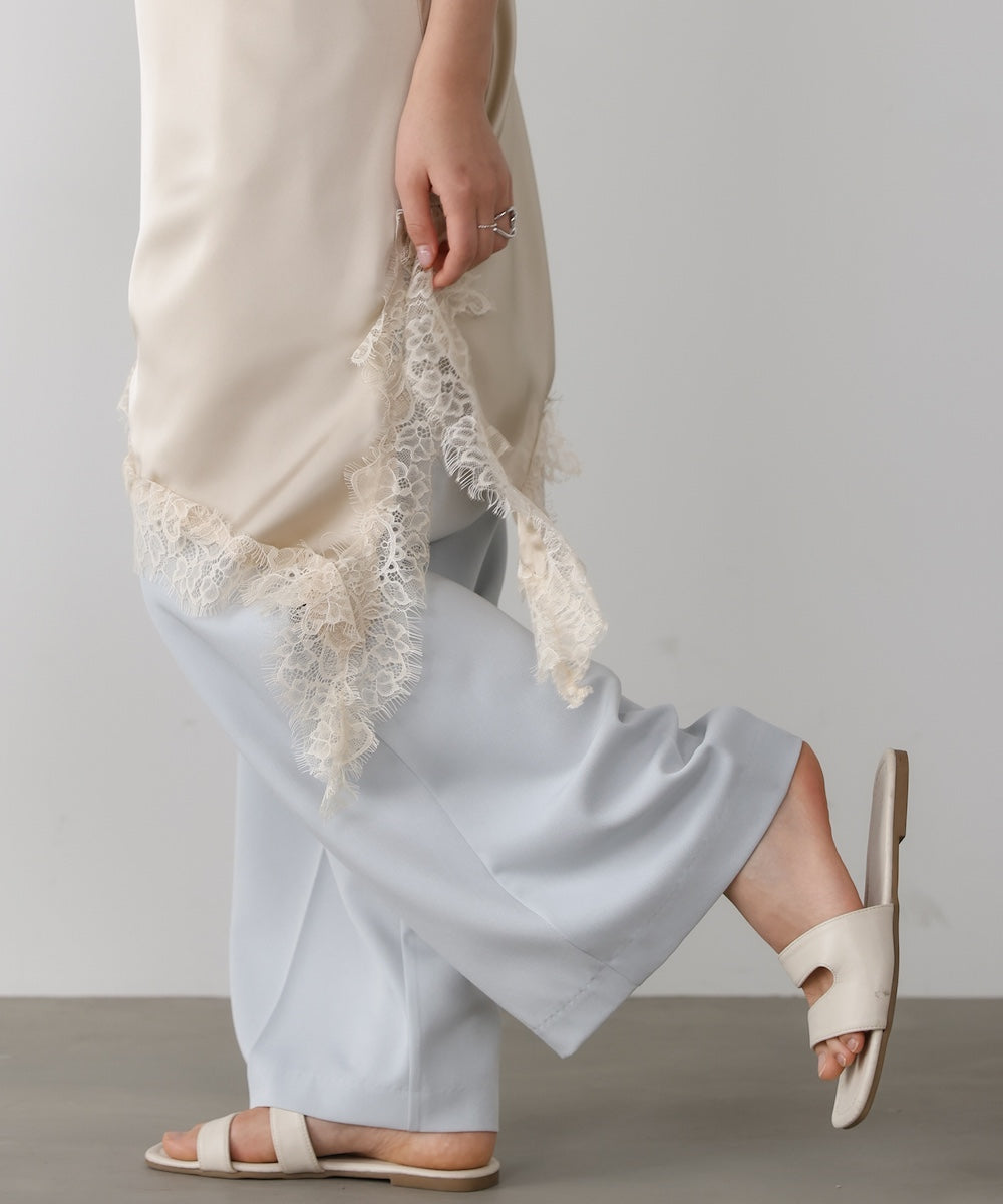 レースアシンメトリーサテンキャミソール