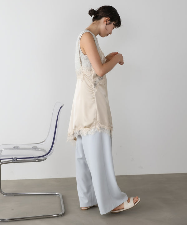 レースアシンメトリーサテンキャミソール