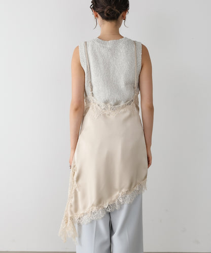 レースアシンメトリーサテンキャミソール