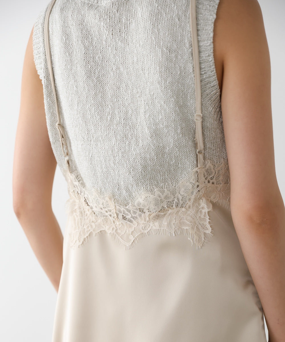 レースアシンメトリーサテンキャミソール