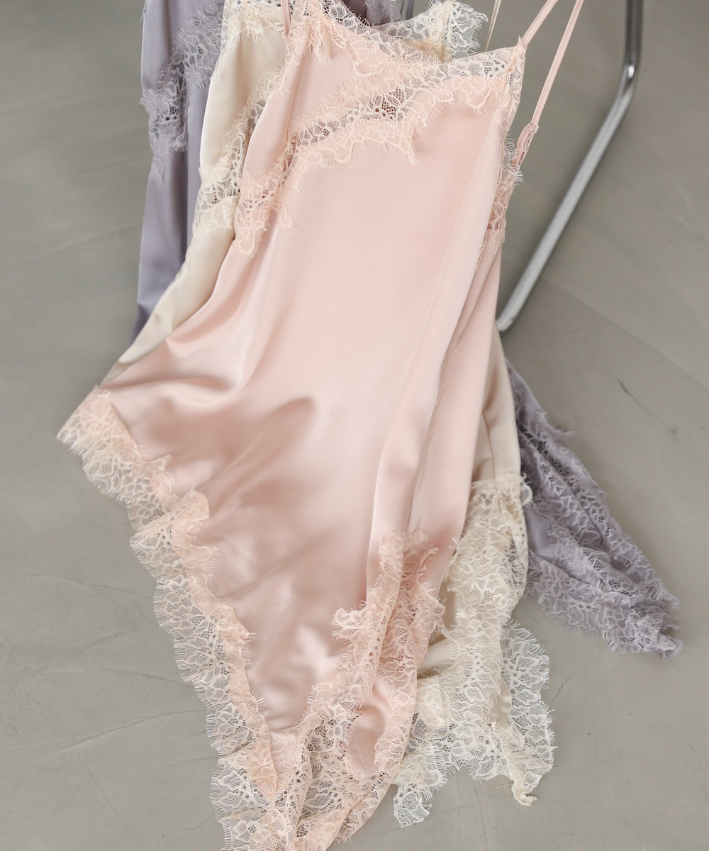 レースアシンメトリーサテンキャミソール