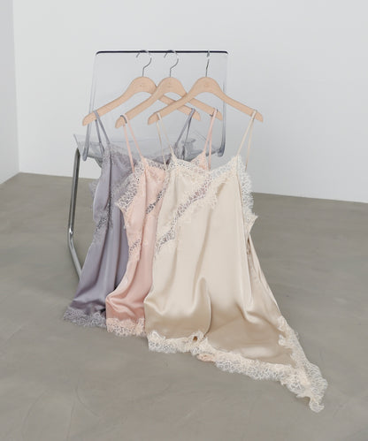 レースアシンメトリーサテンキャミソール