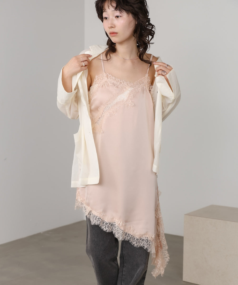 レースアシンメトリーサテンキャミソール