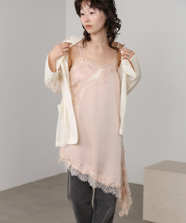 レースアシンメトリーサテンキャミソール