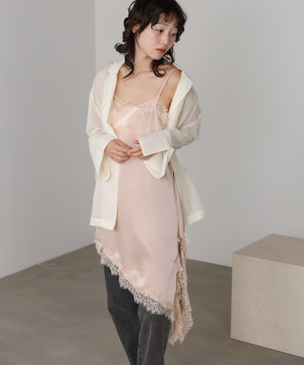 レースアシンメトリーサテンキャミソール