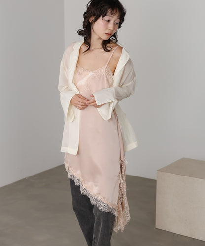 レースアシンメトリーサテンキャミソール