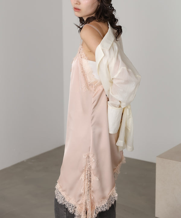 レースアシンメトリーサテンキャミソール
