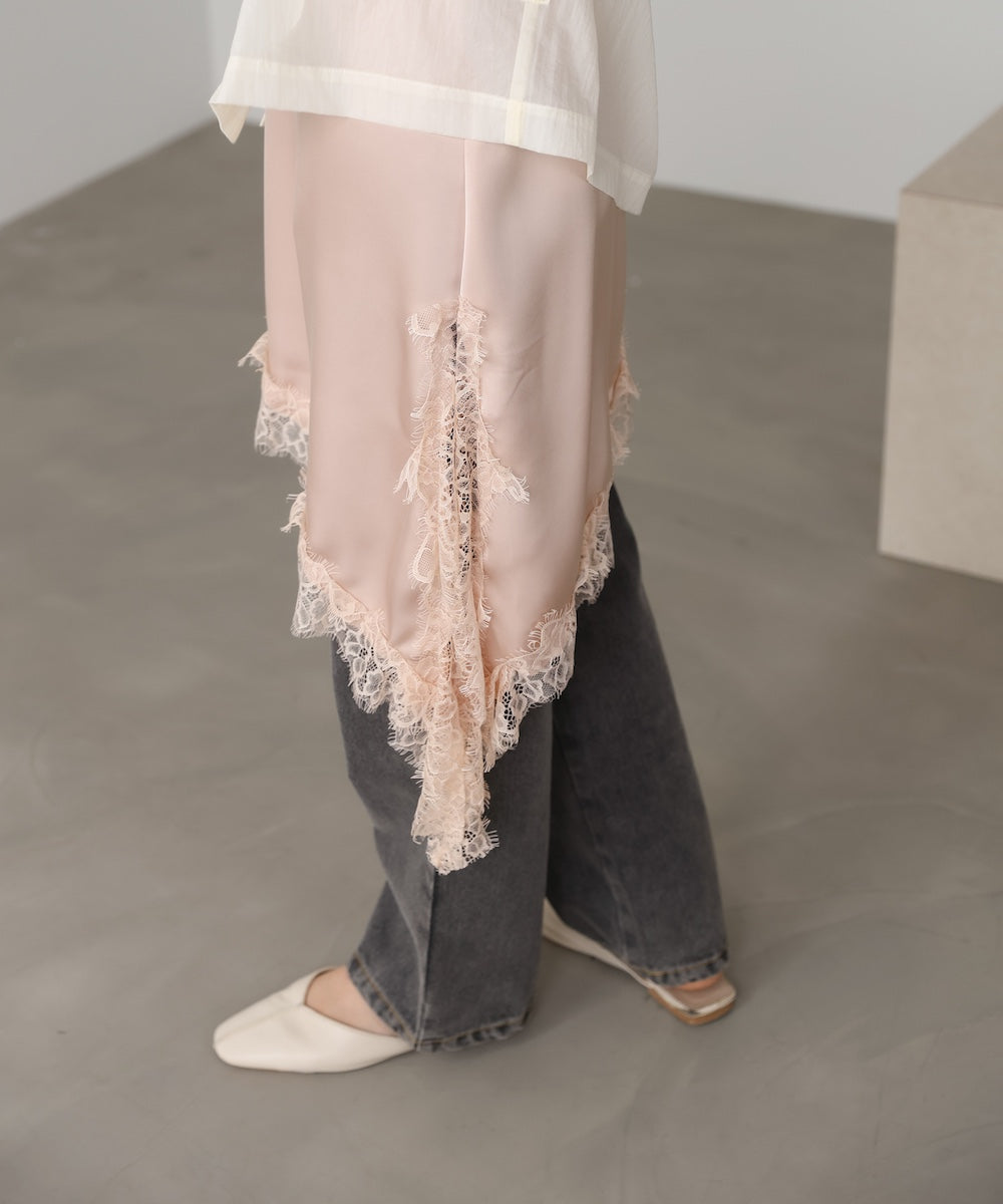 レースアシンメトリーサテンキャミソール