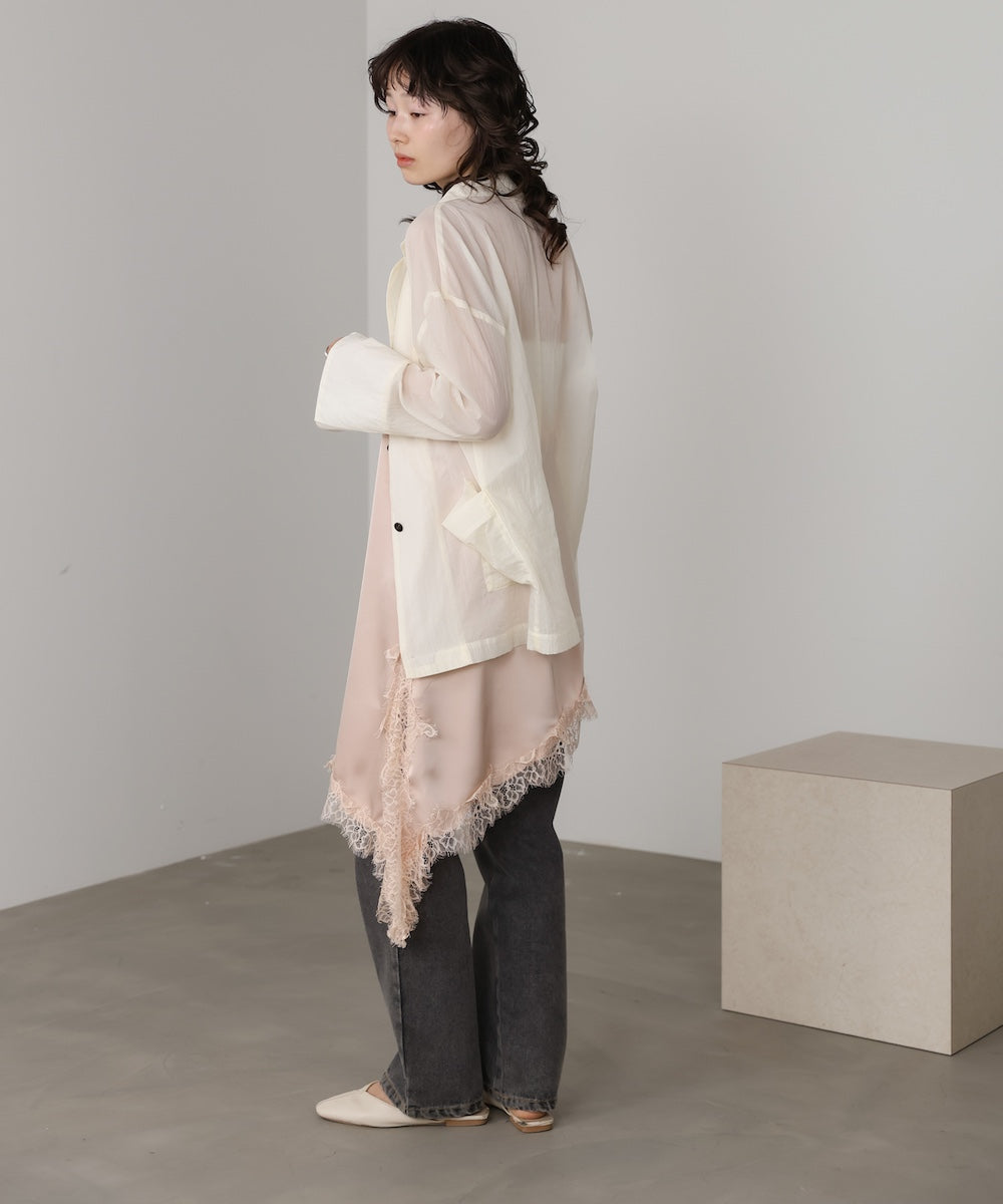 レースアシンメトリーサテンキャミソール